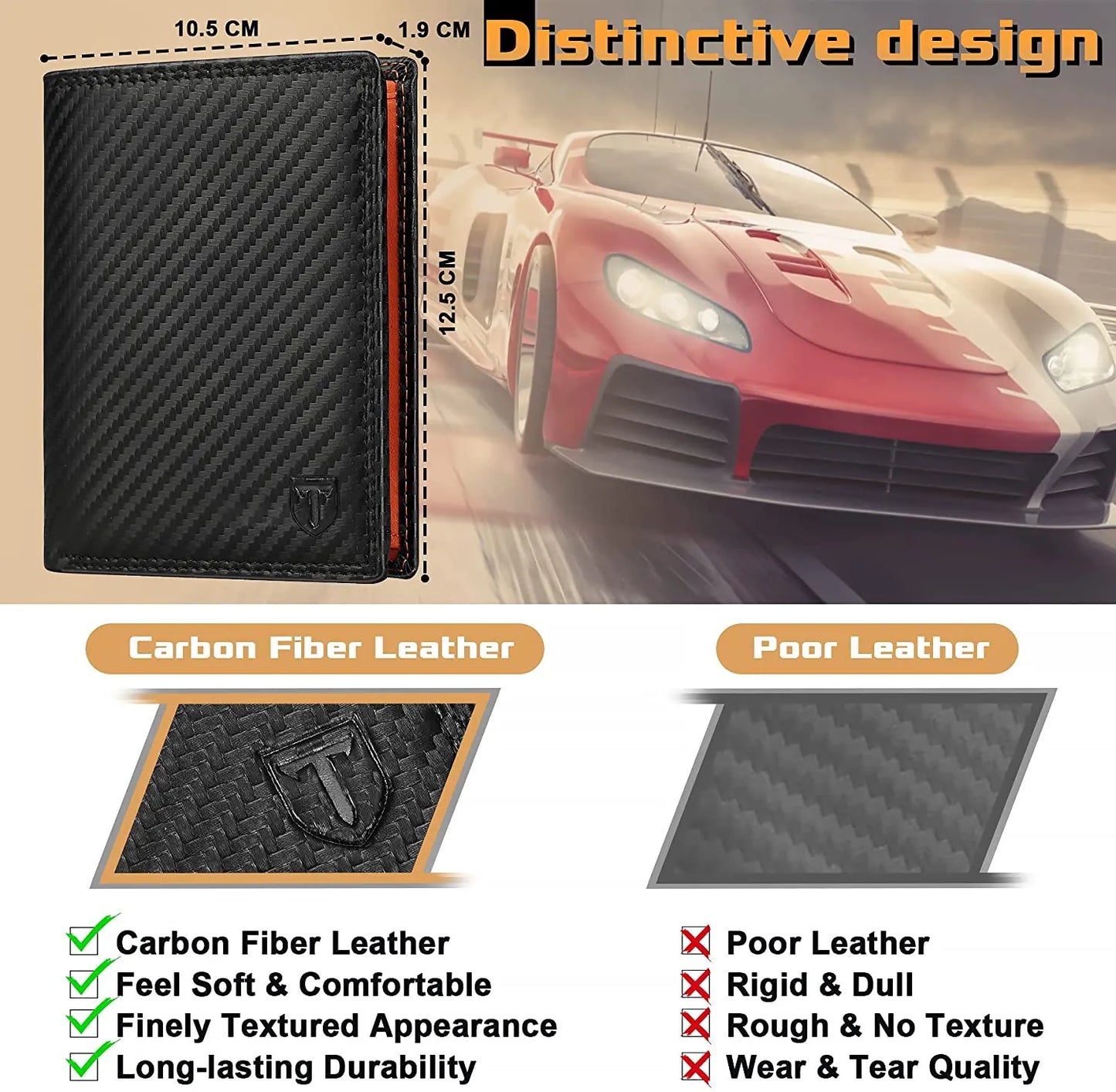 Dermic Carbon Fiber Shape Men Wallet