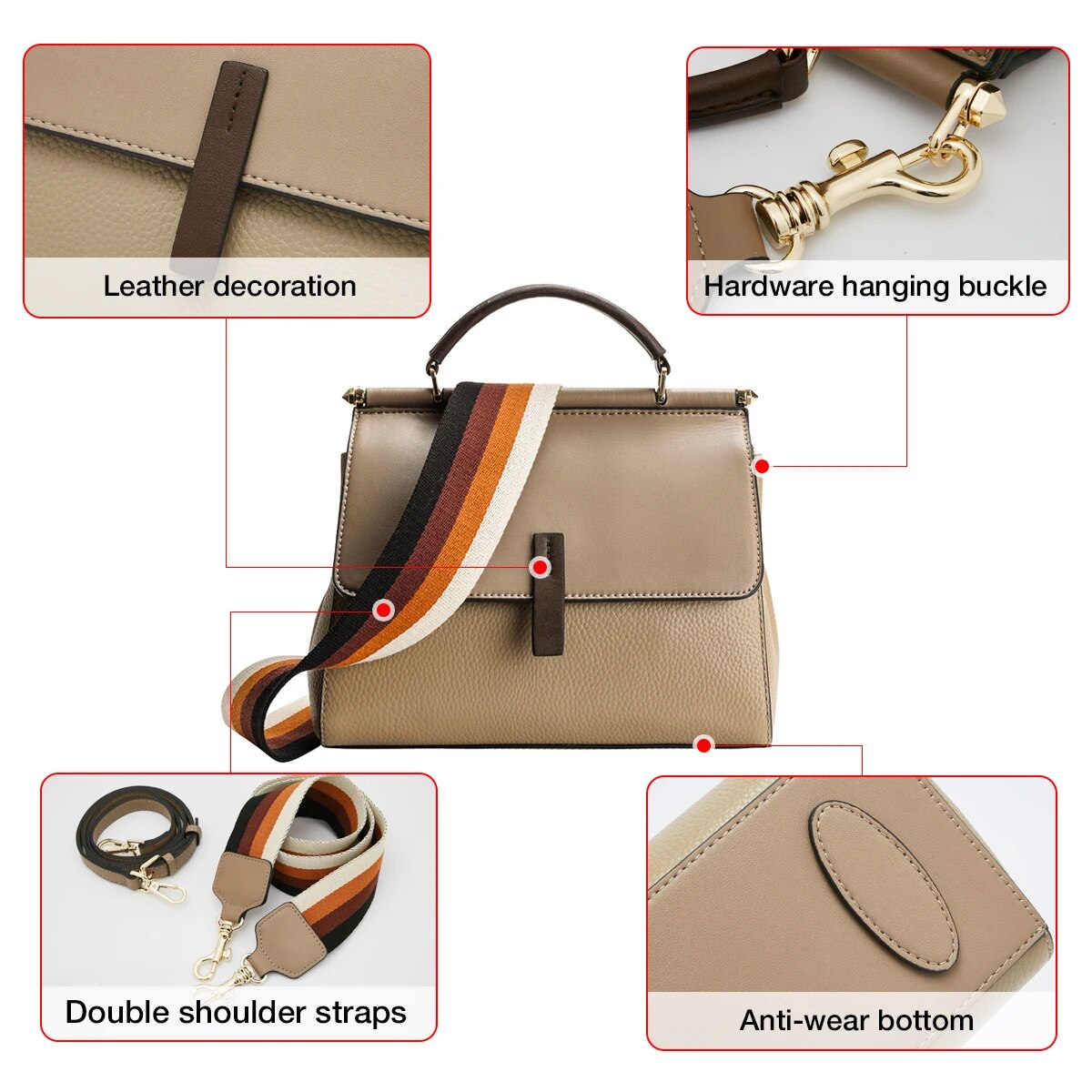 Split Leather Crossbody Shoulder Bags