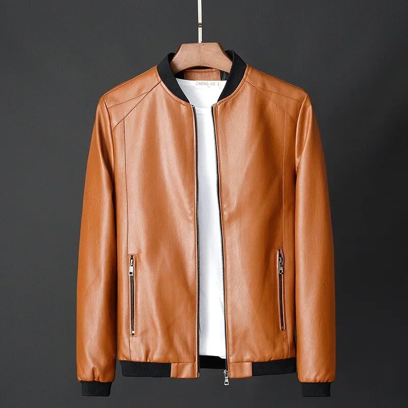 Men Leather Coat Korean Fashion