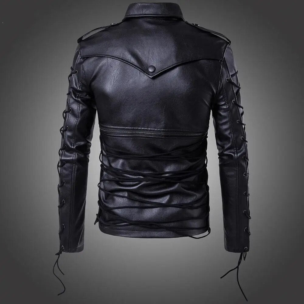 Men's Leather Jacket Stand Collar Windproof