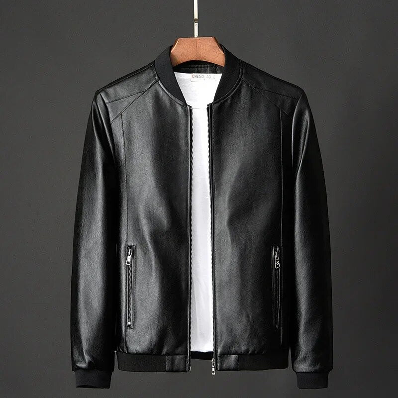 Men Leather Coat Korean Fashion