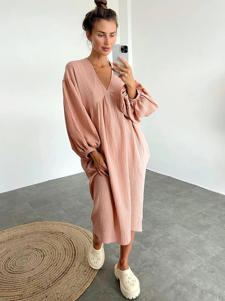 Linad Lantern Sleeve Night Dress