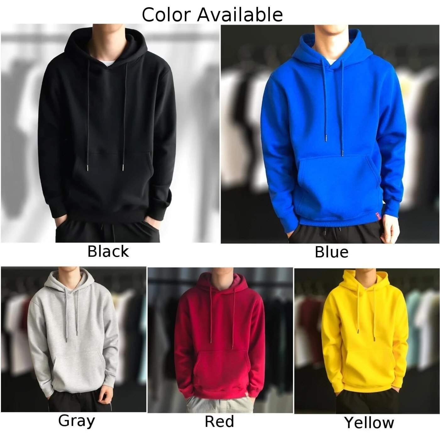 Men Casual Plain Pullover Hoodies