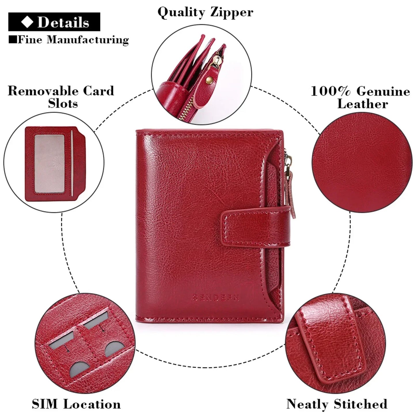 Women Short Genuine Leather Wallets